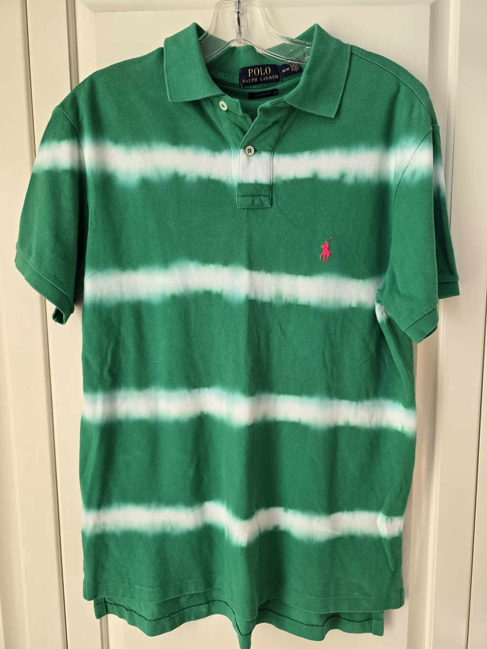 Polo by Ralph Lauren Green & White Stripe Cotton Polo Shirt